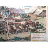 Itzehoe.- Itzohoa florentissimae Holsatiae Op. Altkolor. Kupferstich aus Braun-Hogenberg, um 1590.