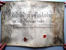 Lehrbrief.- Kalligraphischer Lehrbrief für Ferdinand August Christian Zimmermann aus Hannover. Auf