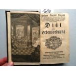 Krüger, J.G. Diät oder Lebensordnung. 2. Auflage. Halle, Hemmerde, 1763. 7 Bll., 534 S., 42 Bll. Mit