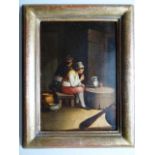 Anonym.- Im Wirtshaus. Öl auf Holz, um 1800 (?). 25 x 18 cm. Gerahmt. Wohl Kopie eines Gemäldes im
