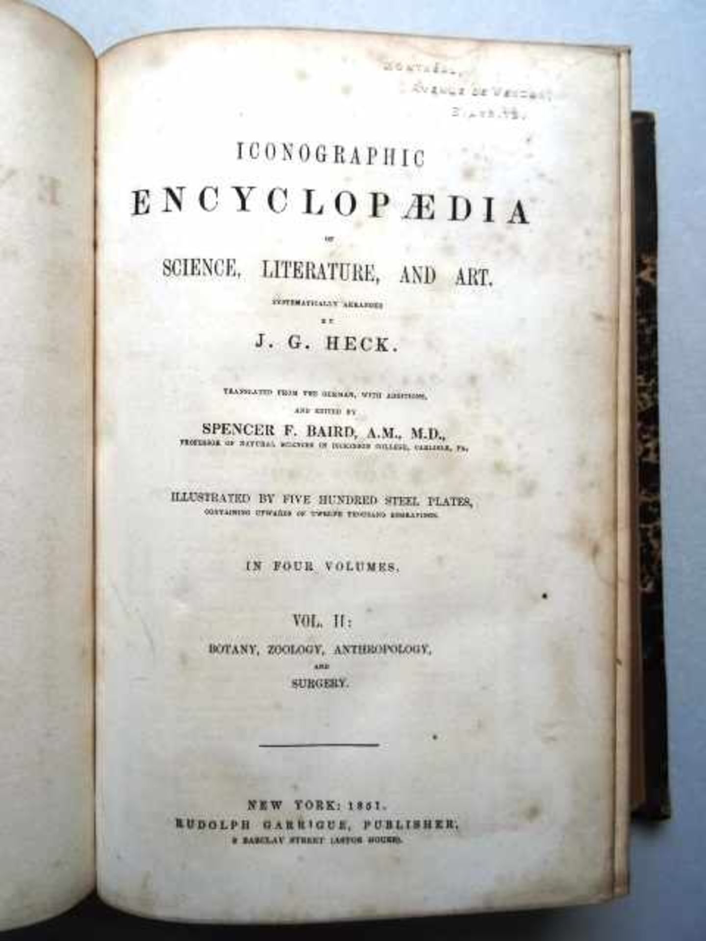 Heck, J.G. Iconographic Encyclopaedia of Science, Literature, and Art. 4 Textbände und (10 Tle.