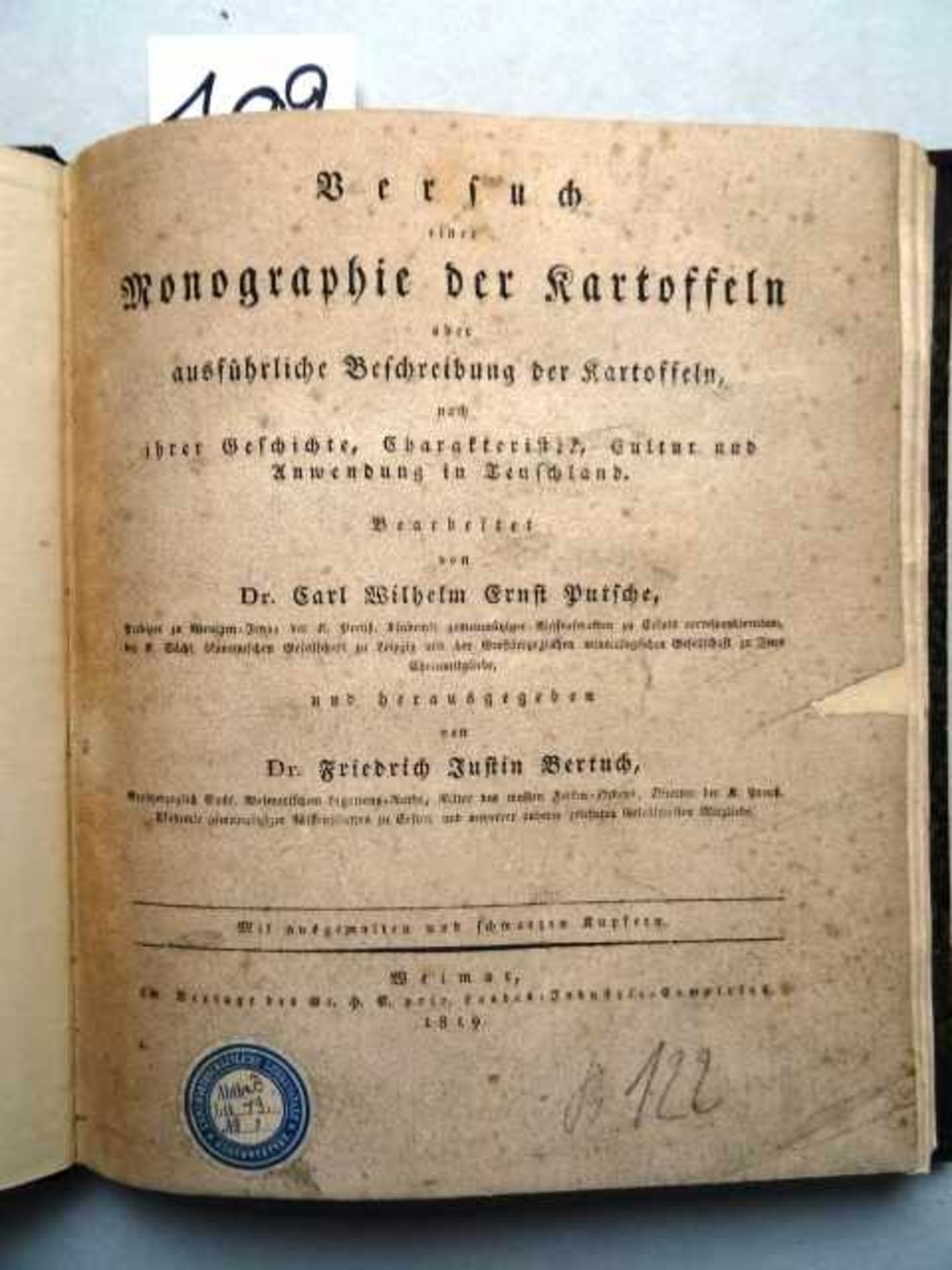 Putsche, C.W.E. Versuch einer Monographie der Kartoffeln oder ausführliche Beschreibung der