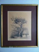 Dänemark.- Kierkegaard, Niels Christian (Kopenhagen 1806 - 1882). Landschaft mit Baum und Haus.