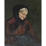 Feddersen, Hans Peter (Westerschnatebüll bei Niebüll 1848 - 1941 Kleiseerkoog). Alte Frau. Öl auf
