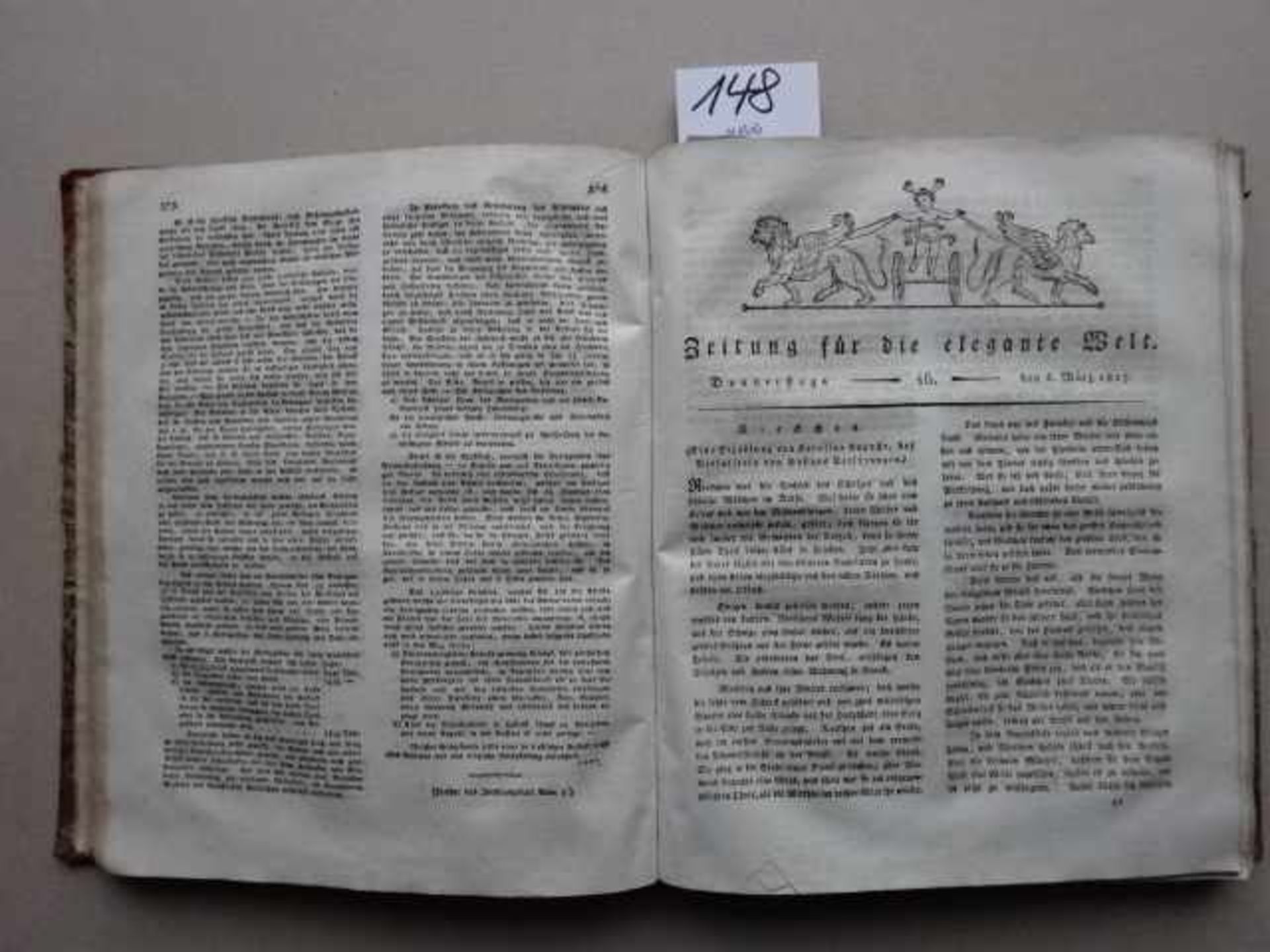 Zeitung für die elegante Welt. Hrsg. von K.L.M. Müller. 16.-19. Jg. 4 Bde. Leipzig, Voß, 1816-19. Je - Bild 2 aus 3