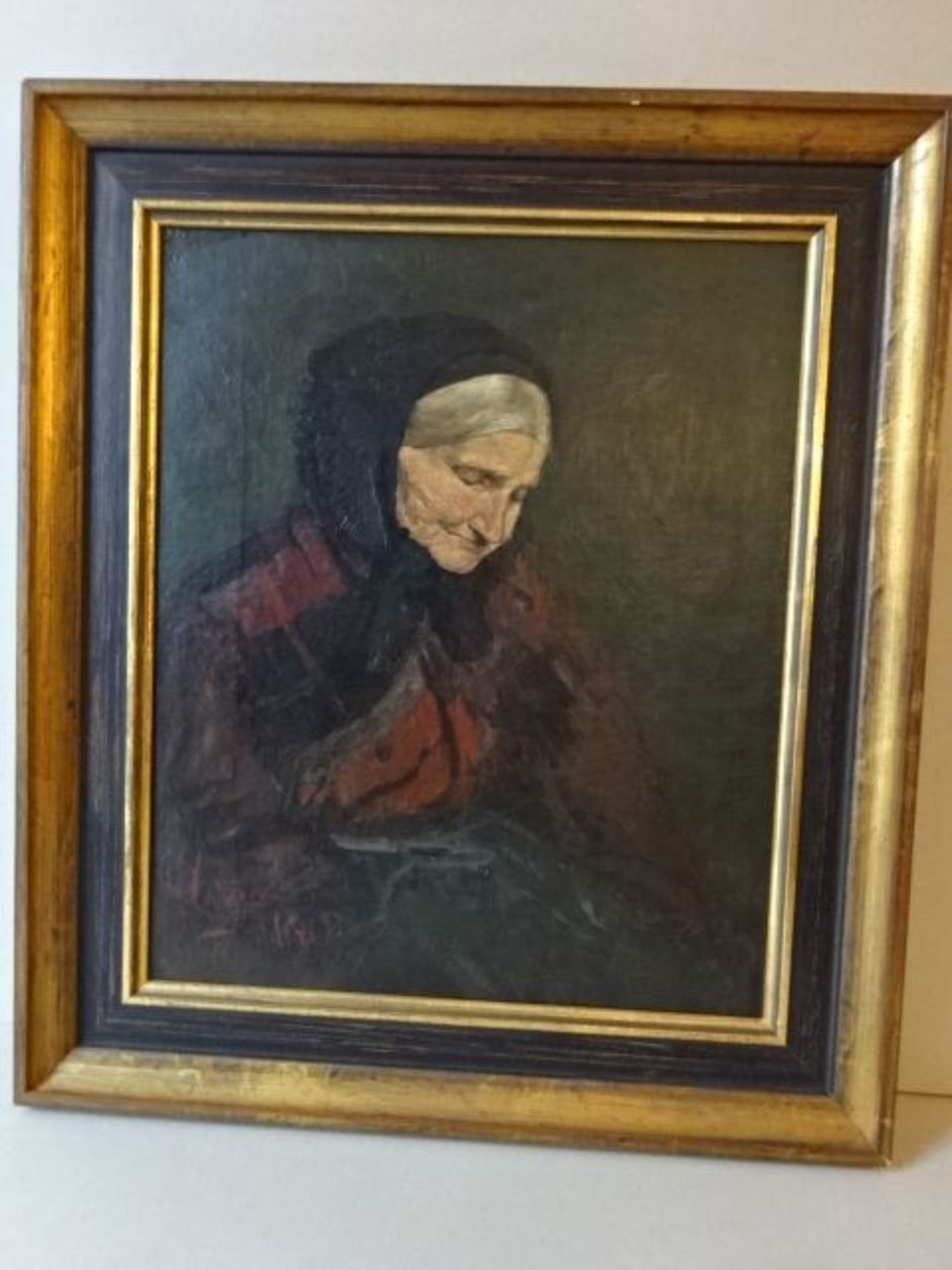 Feddersen, Hans Peter (Westerschnatebüll bei Niebüll 1848 - 1941 Kleiseerkoog). Alte Frau. Öl auf - Bild 2 aus 4