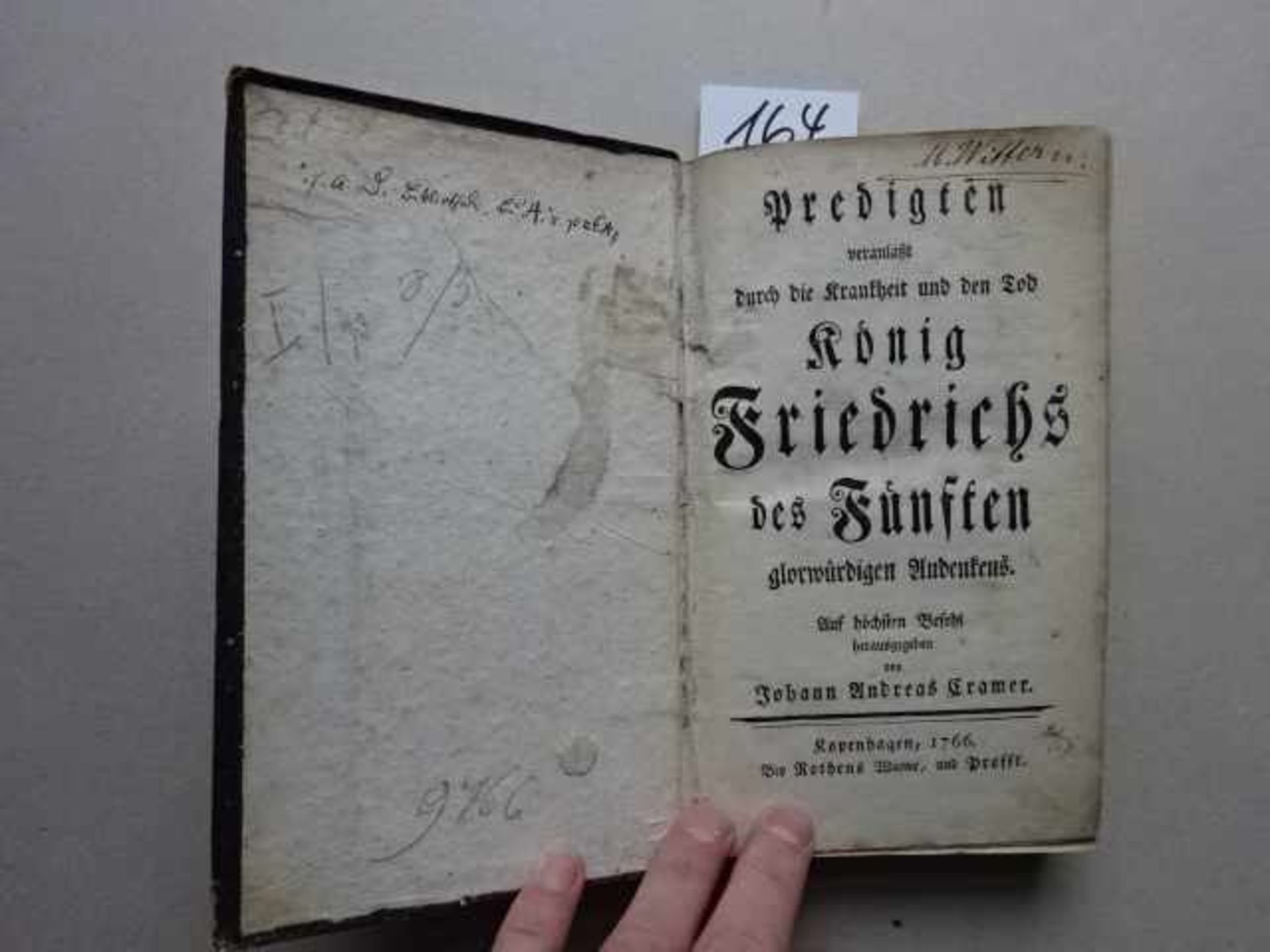 Cramer, J.A. (Hrsg.). Predigten veranlaßt durch die Krankheit und den Tod König Friedrichs des