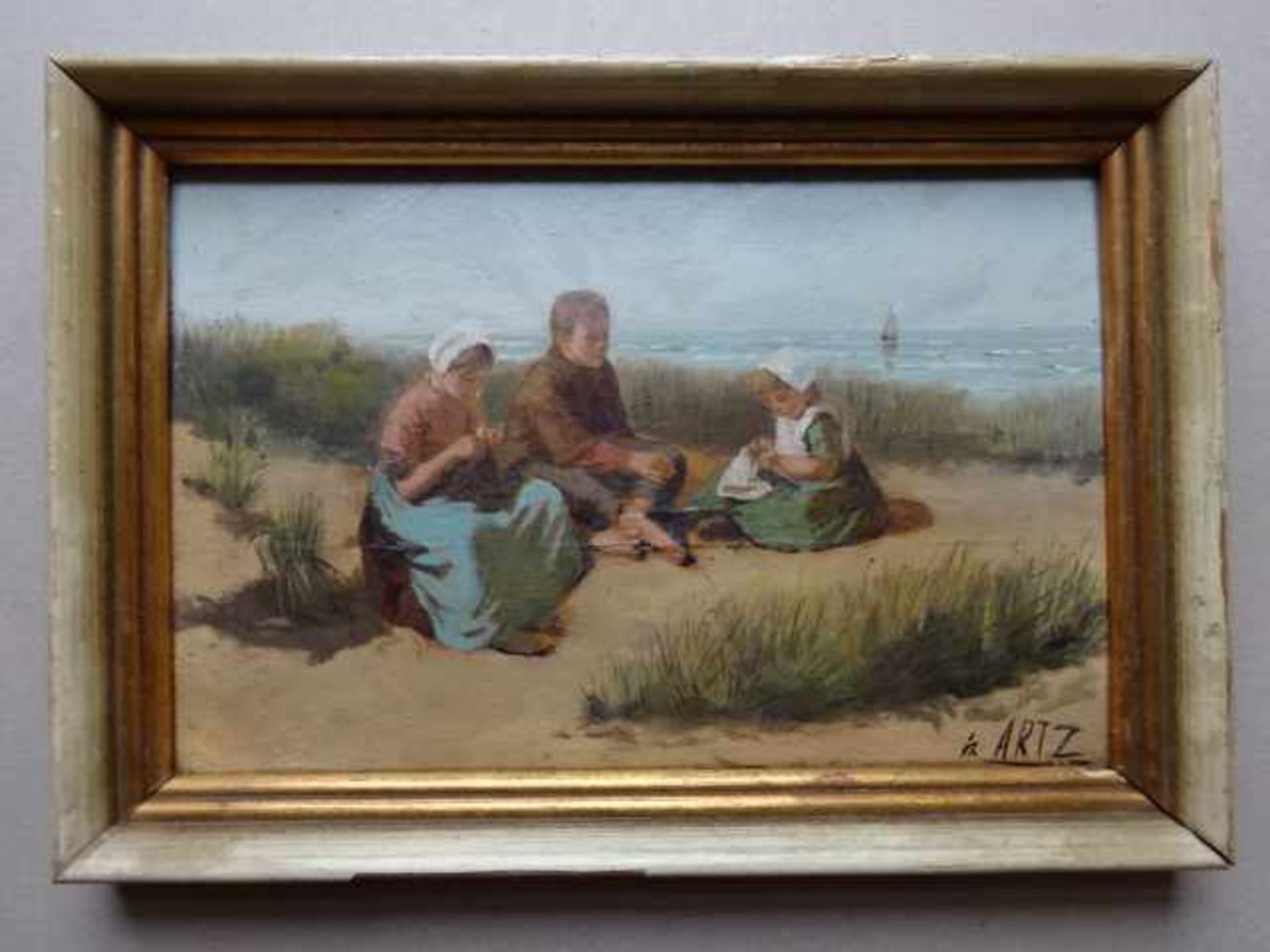Artz, David Adolf Constant (Den Haag 1837 - 1890). Kinder in den Dünen. Öl auf Holz. Um 1880. - Bild 2 aus 4