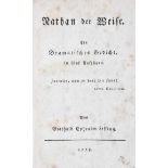 Lessing, G.E. Nathan der Weise. Ein dramatisches Gedicht in fünf Aufzügen. (Berlin, Voss), 1779. 2