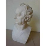Goethe.- Johann Wolfgang von Goethe. Hermenförmige Porträtbüste aus Speckstein von Louis Jaques