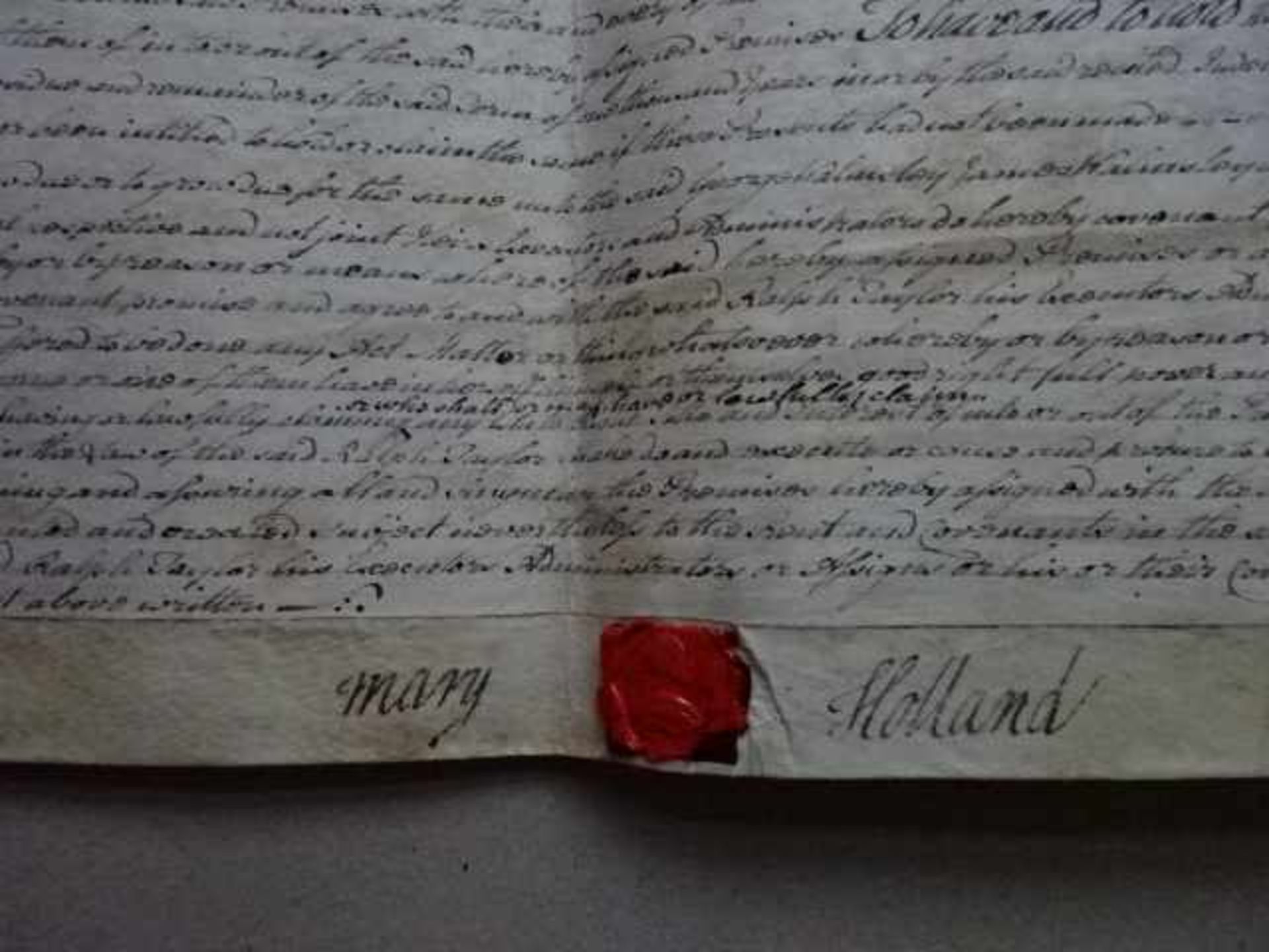 Großbritannien.- Handschriftlicher Vertrag zwischen Mary Holland, Witwe James Holland, und George, - Bild 2 aus 4