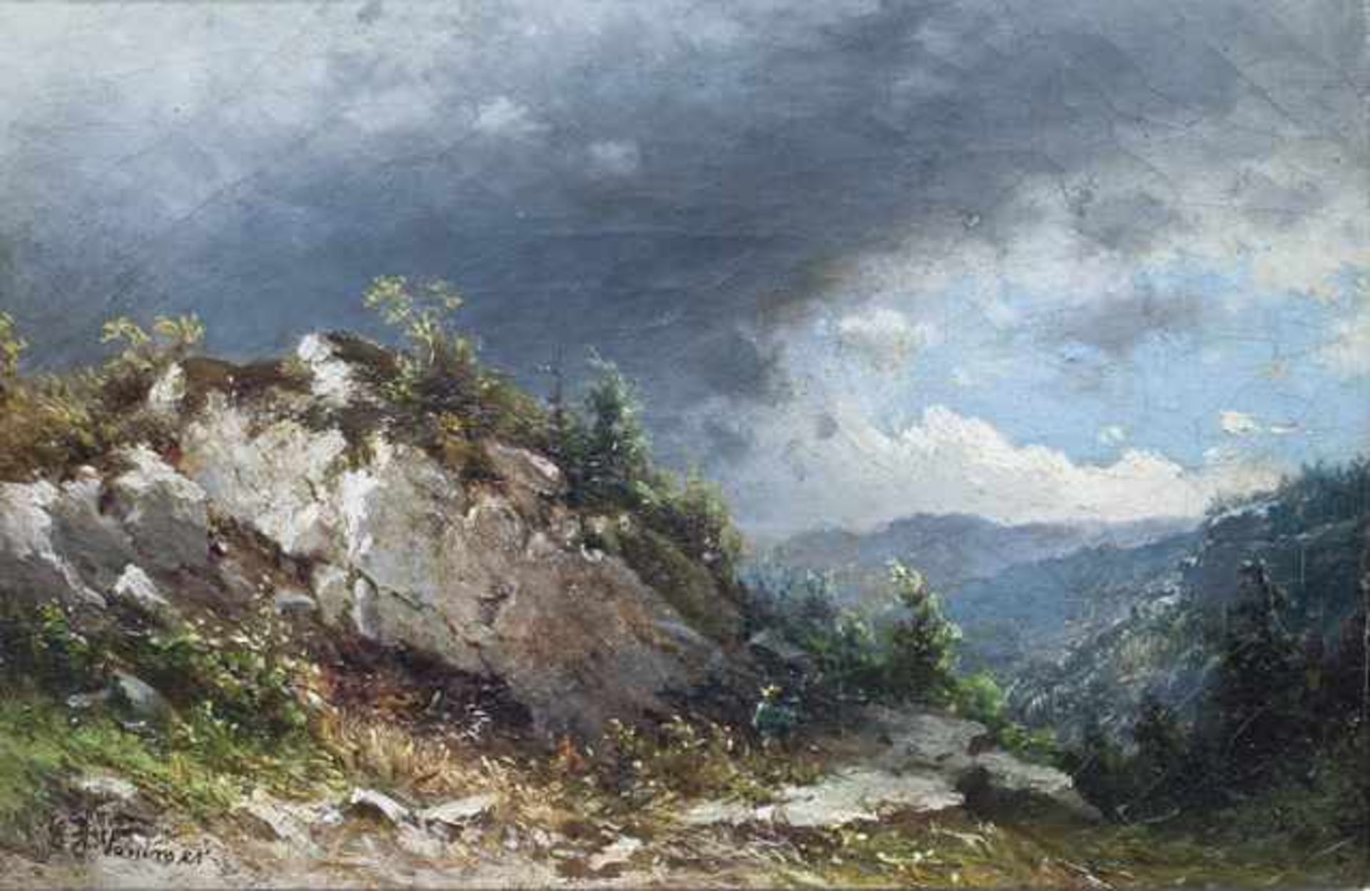 Sommer, Carl August (Veitlahm 1829 - nach 1894 Altona). Landschaft im nordamerikanischen Gebirge mit