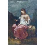 Díaz de la Pena, Narcisso Virgilio (Bordeaux 1807 - 1876 Menton). Junge Frau mit Hund. Öl auf