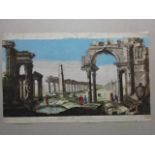 Guckkastenkupfer, 3 kolor. Kupferstiche, um 1760. Je ca. 25 x 40 cm. 1. Ruines de Babilone .- Bis an