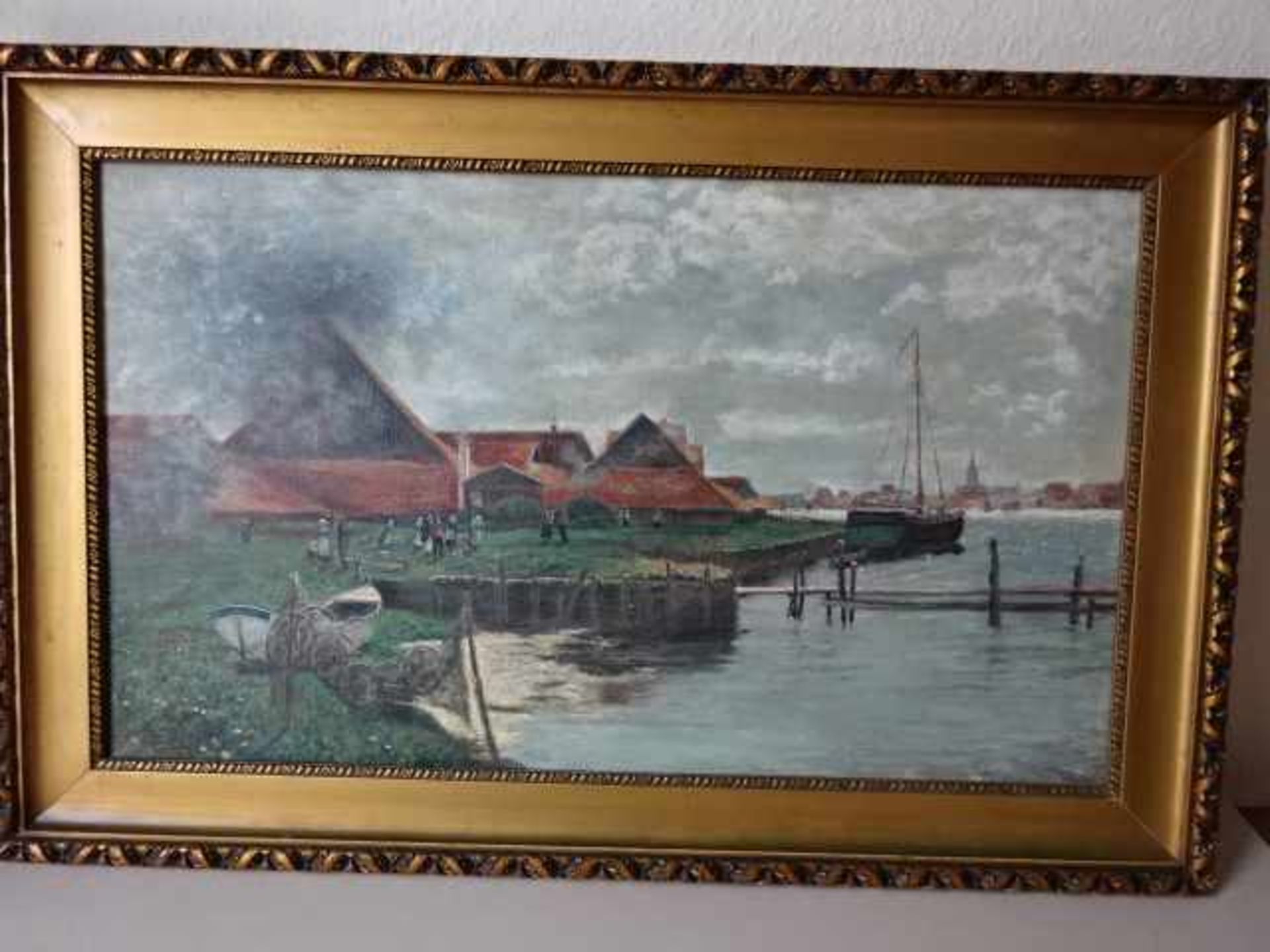 Leistikow.- Mosdach, M. (?) Ekensunder Ziegeleien am Wasser. Öl auf Leinwand von 1924. (Schwer