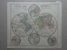 Weltkarten.- Mappa Geographica Utriusque Terrae Hemisphaerii ... Altkolorierte Kupferstichkarte