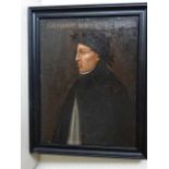 Giovanni Boccaccio.- Porträt. Öl auf Leinwand, diese auf Hartfaser aufgezogen. Wohl 18. Jahrhundert.