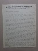 Hauptmann.- Loerke, Oskar (Dichter; Jungen (Wiag) 1884 - 1941 Berlin). Eigenhändiger Brief mit