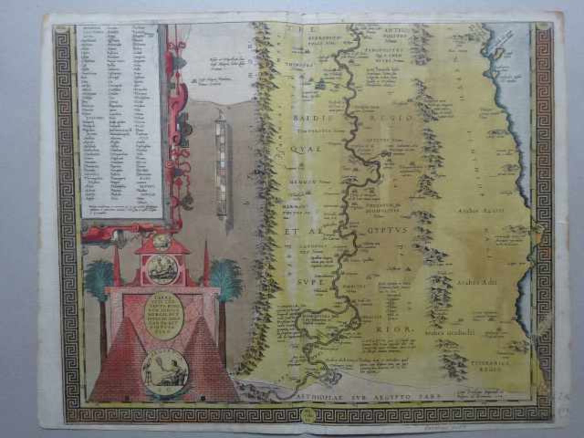 Afrika.- Aegyptus Antiqua. 2 altkolor. Kupferstichkarten bei A. Ortelius. Antwerpen, 1584. - Bild 3 aus 4