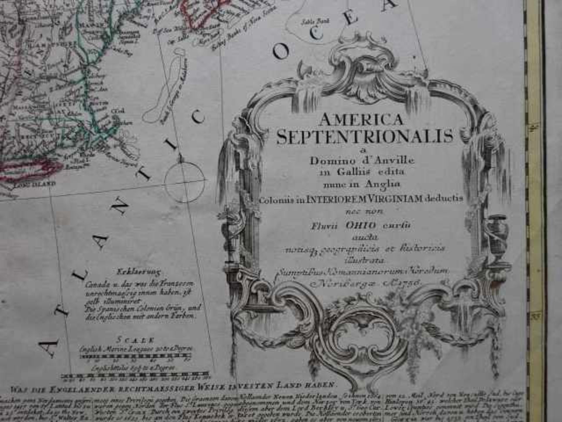 Amerika.- America Septentrionalis. Grenzkolor. Kupferstichkarte bei Homann Erben. Nürnberg, 1756. 45 - Bild 2 aus 3