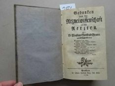 Gruner, C.G. Gedanken von der Arzneiwissenschaft und den Aerzten. Breslau, Korn, 1772. 15 Bll.,