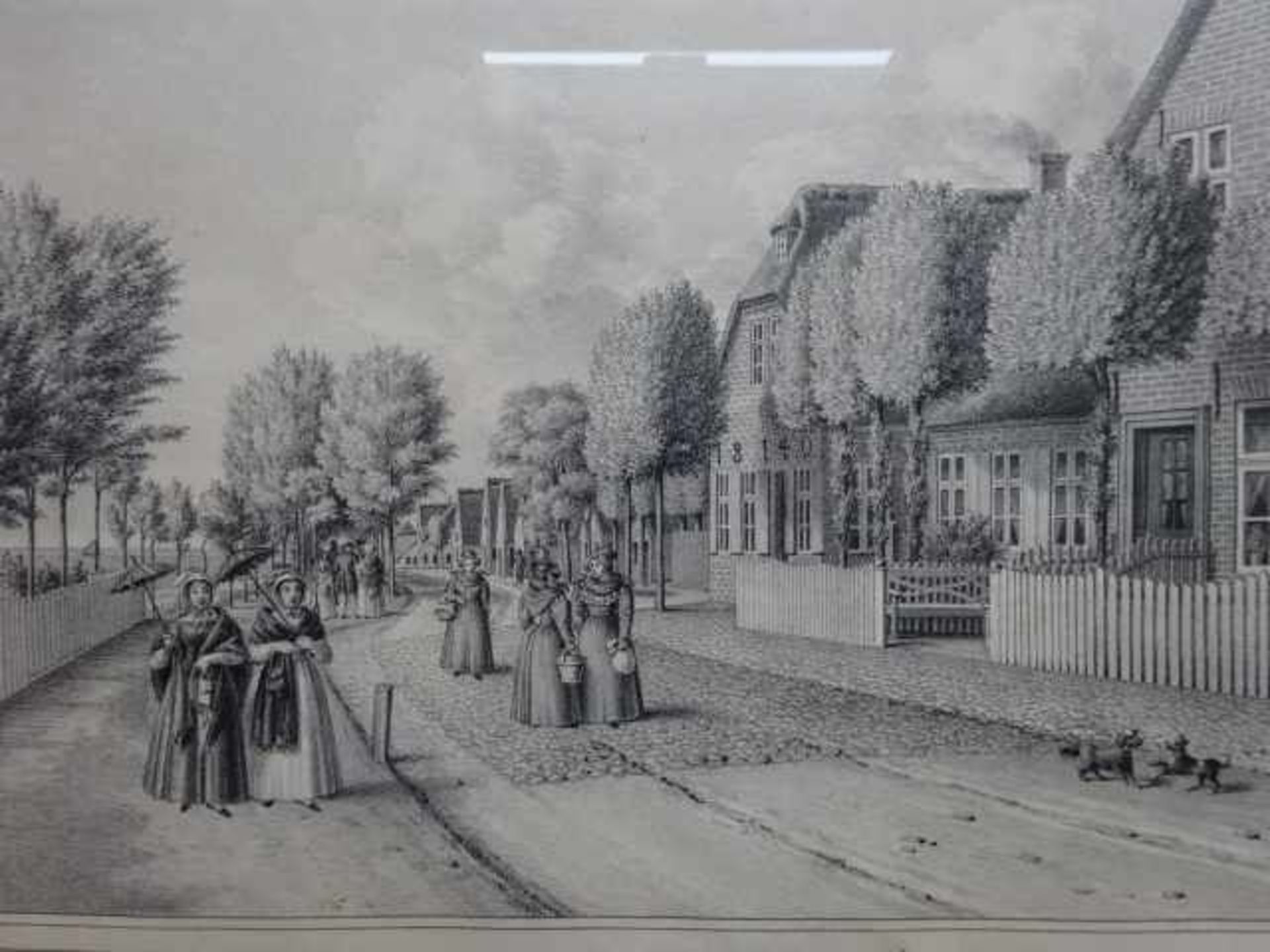 Nordfriesland.- Föhr.- Der Sandwall in Wyck auf Föhr. Lithographie von J.F. Fritz bei D. - Bild 3 aus 4