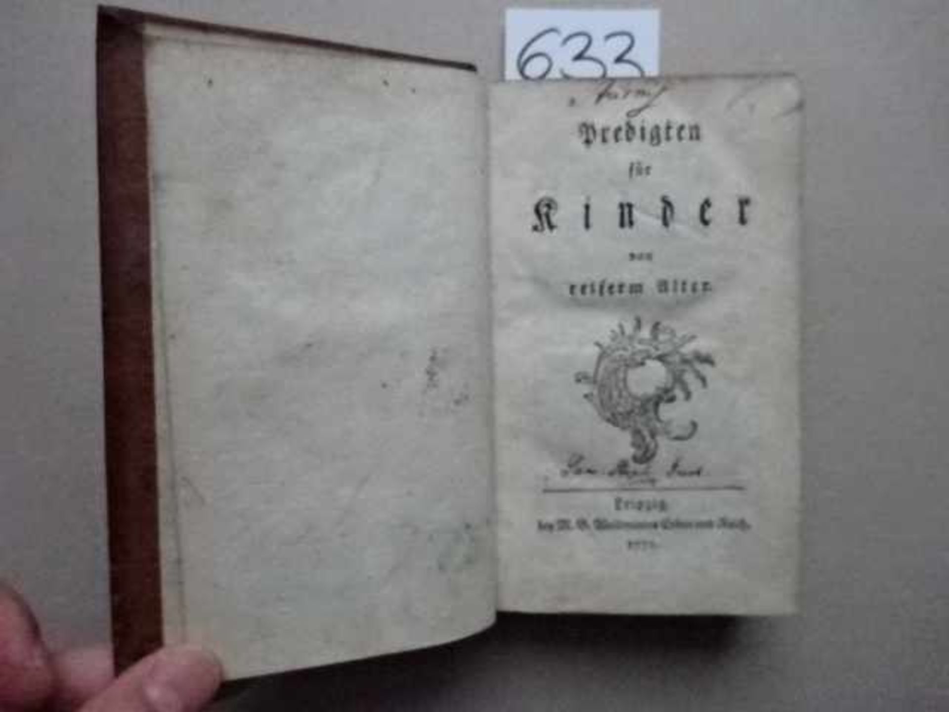 Hager, J.G. Kleine Kinder-Bibel... 2 in 1 Bd. Leipzig, Geßner, 1749. Tit., 8 Bll., 213 S., 1 Bl.; - Bild 3 aus 4
