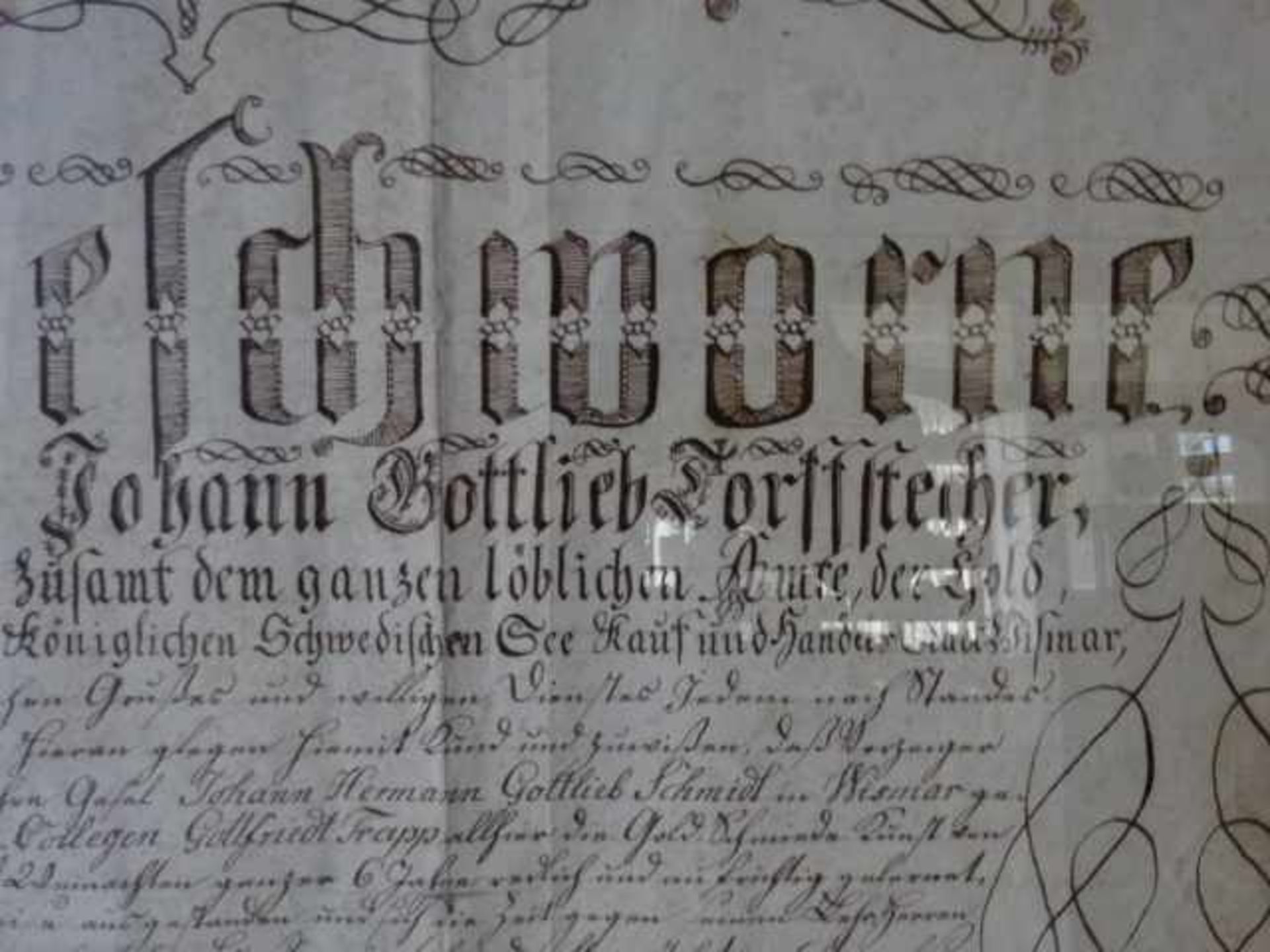 Lehrbrief.- Kalligraphischer Lehrbrief der 'Gold und Silber Arbeiter' für Johann Hermann Gottlieb - Bild 2 aus 3