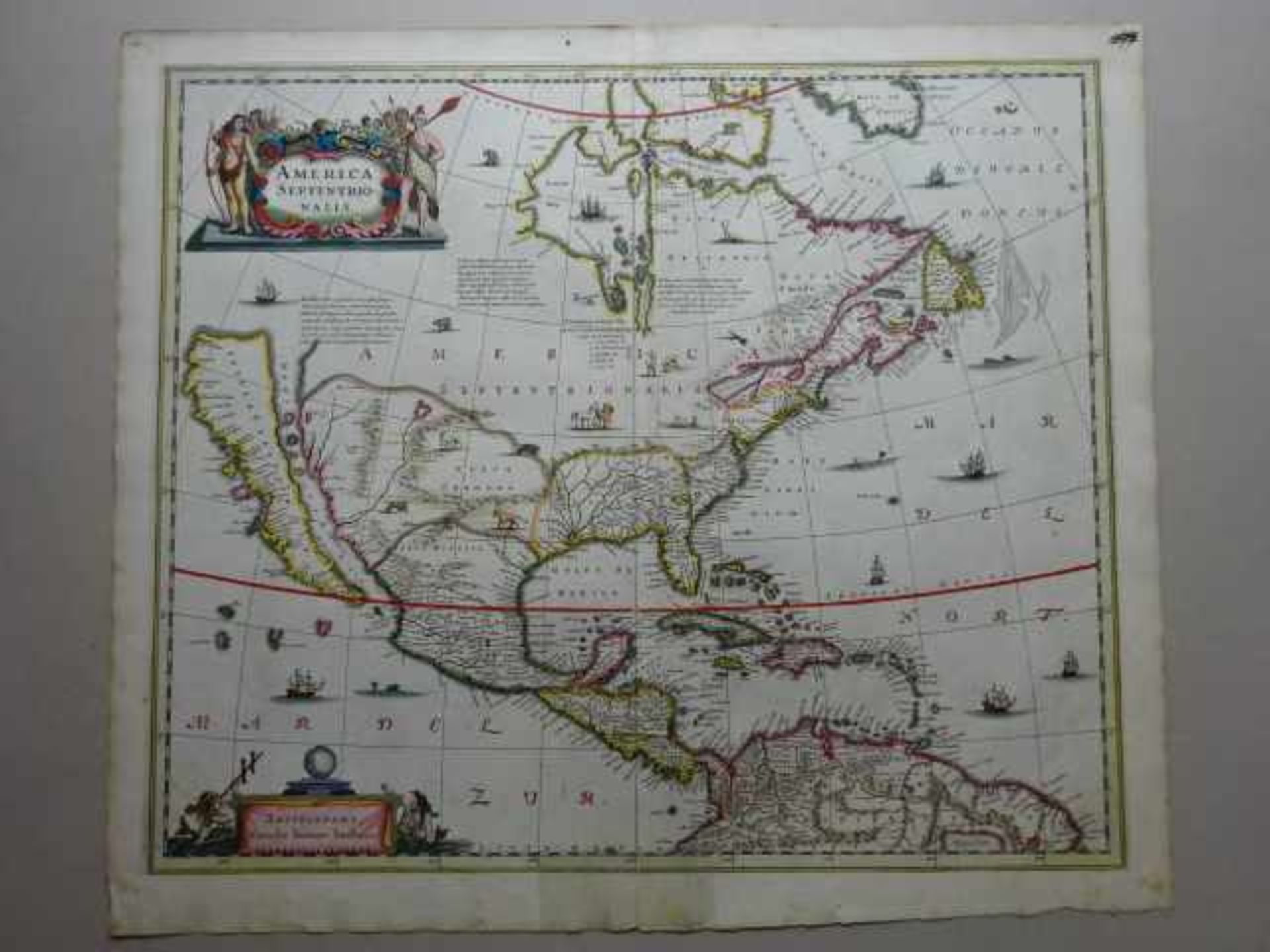 Amerika.- America Septentrionalis. Altkolor. Kupferstichkarte von J. Janssonius. Amsterdam, um 1680. - Bild 2 aus 4
