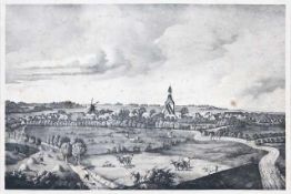 Oldenburg.- Oldenburg von Feldhof. Lithographie von Rädel bei Nestler. Hamburg, um 1830. 31,5 x 47,5