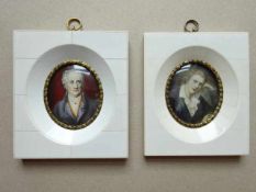 Miniaturen.- Porträt von Goethe und von Schiller. 2 Miniaturen. Deckfarben auf Elfenbein-Imitat (?).