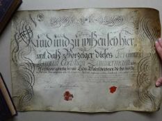 Lehrbrief.- Kalligraphischer Lehrbrief für Ferdinand August Christian Zimmermann aus Hannover. Auf