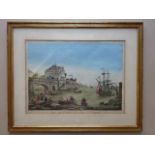 Frankreich.- Vue de l'entrée du Port de l'Orient. Kolor. Guckkastenkupfer. Um 1780. 28,5 x 40 cm.