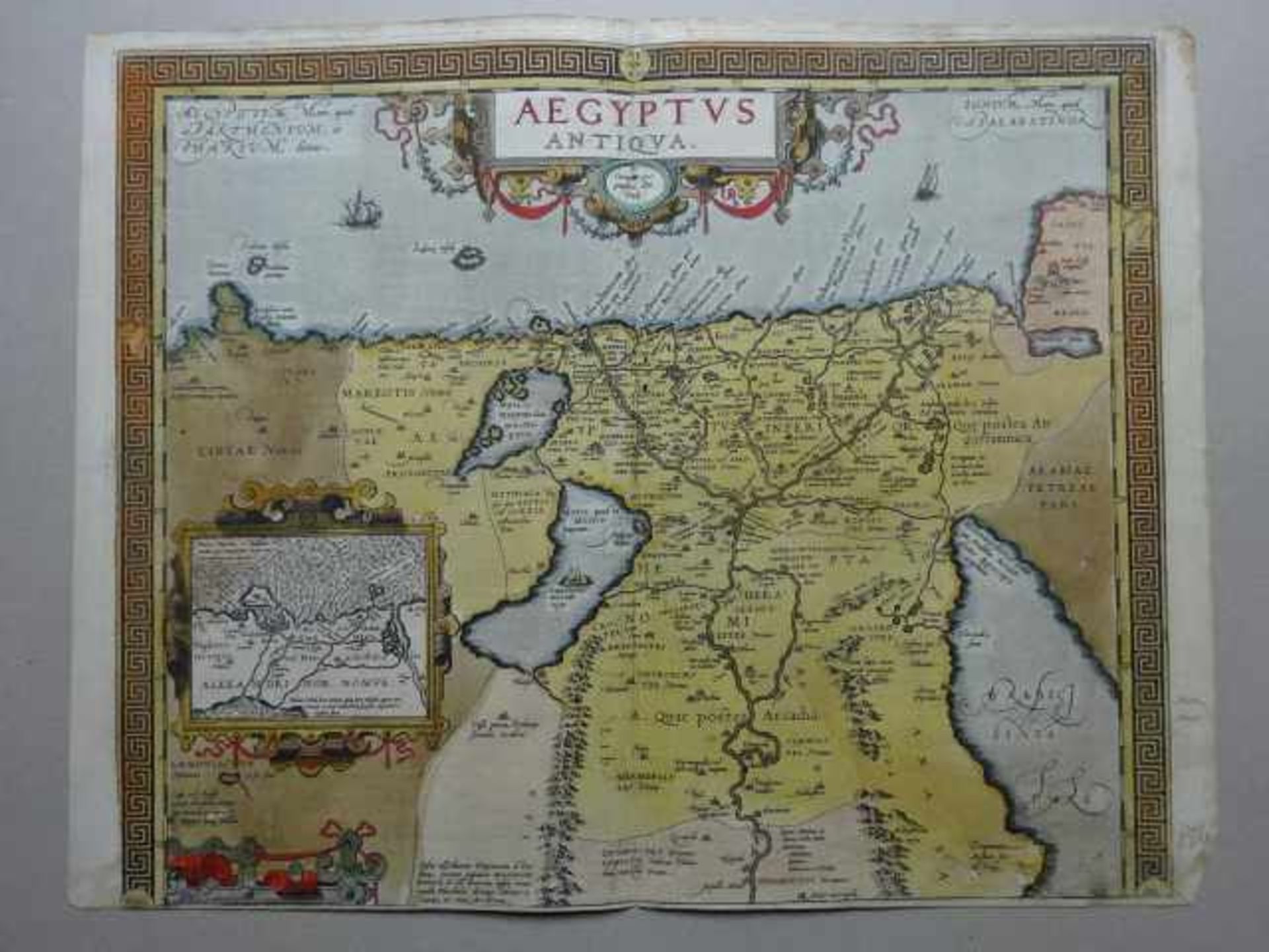 Afrika.- Aegyptus Antiqua. 2 altkolor. Kupferstichkarten bei A. Ortelius. Antwerpen, 1584. - Bild 2 aus 4