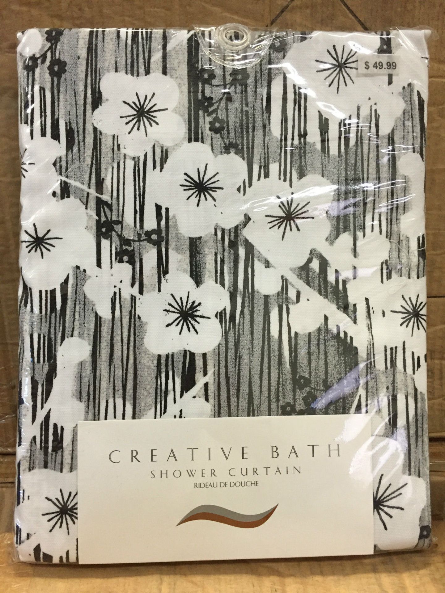 100 x Creative Bath Blossoms Shower Curtain (Black and White) 72 x 72 Retail $49.99
