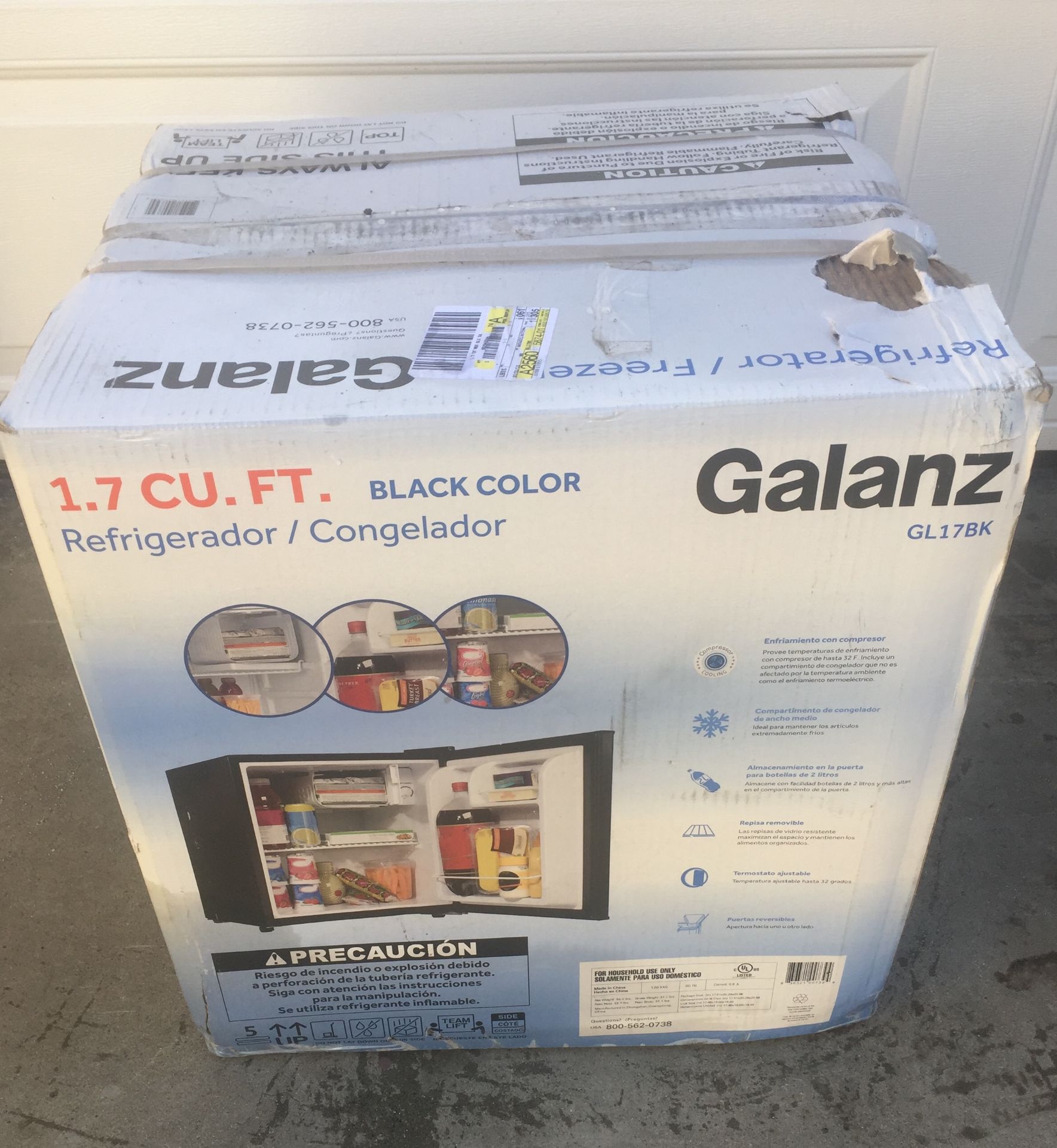 BRAND NEW IN BOX 1.7 CU FT GALANZ FRIDGE - Image 2 of 2