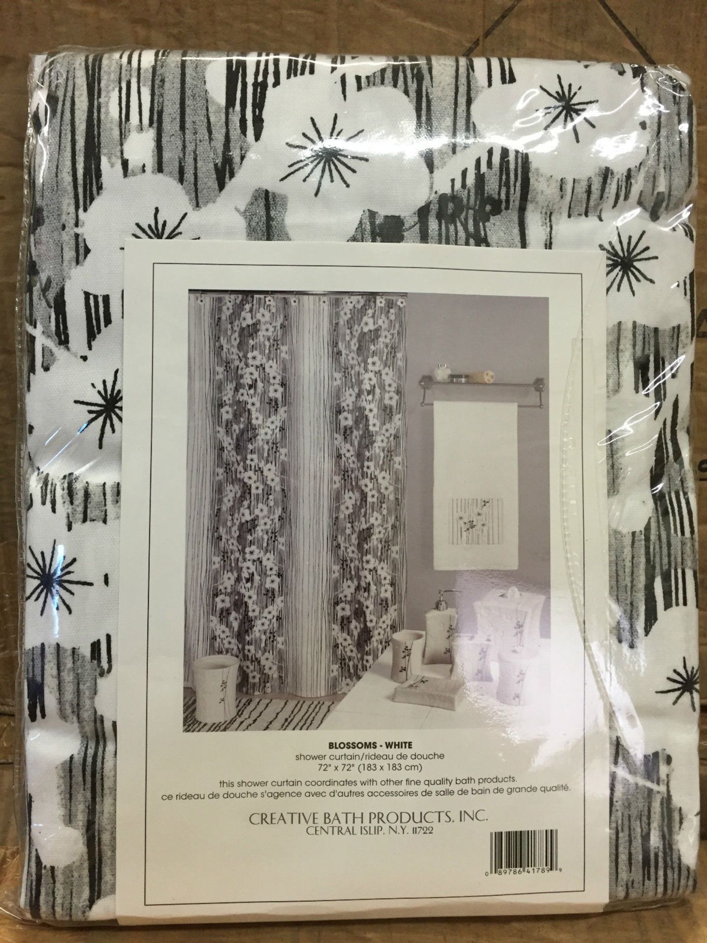 100 x Creative Bath Blossoms Shower Curtain (Black and White) 72 x 72 Retail $49.99 - Image 3 of 3