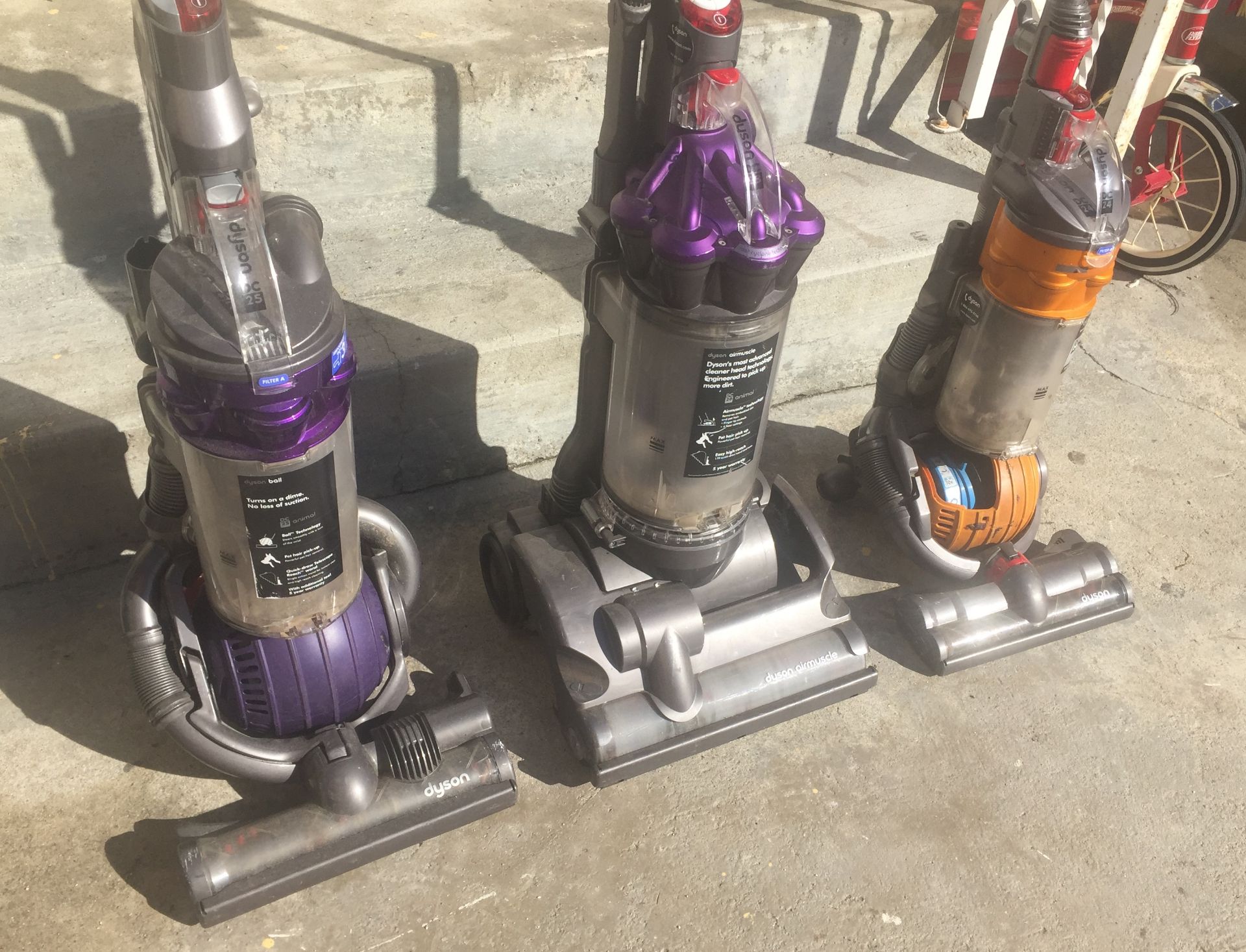 LOT OF 3 DYSON VACUUM CLEANERS