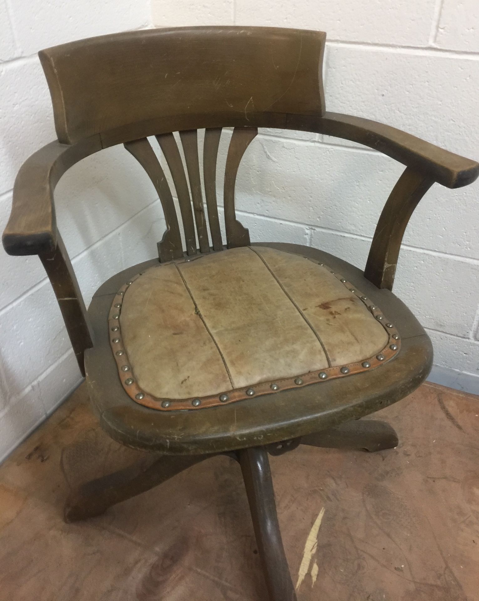 HUGHLY VALUABLE ANTIQUE OFFICE CHAIR - Image 2 of 2