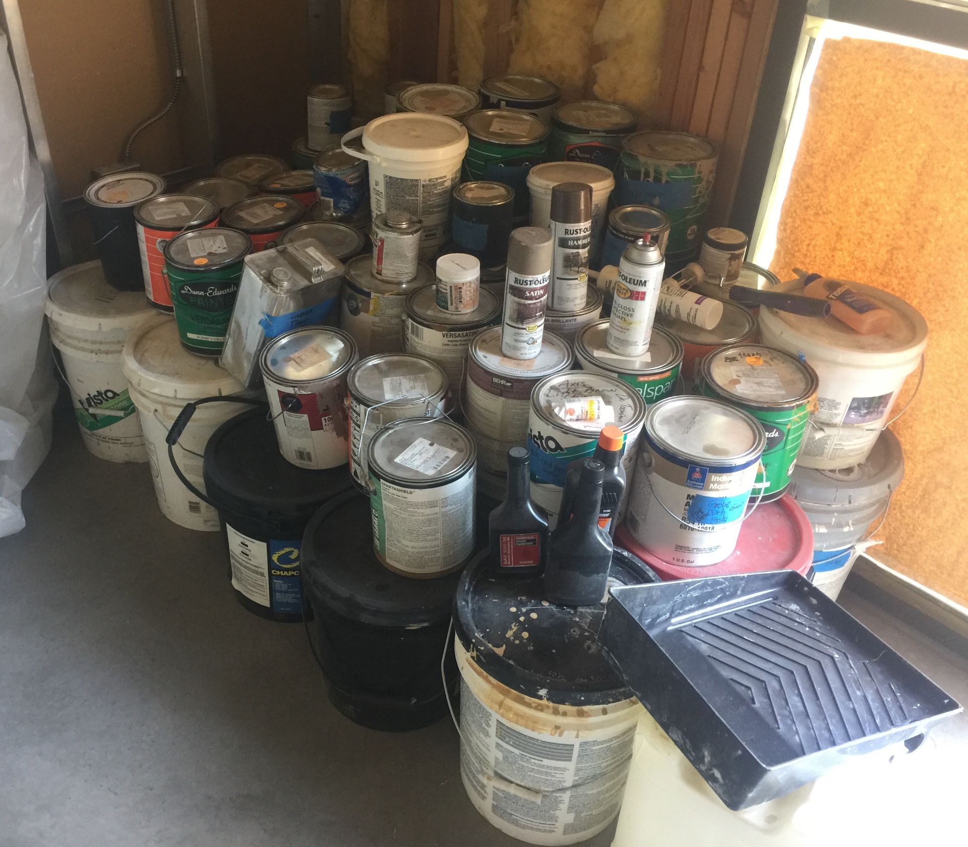 HUGE LOT OF PAINT , TARP, OTHER ITEMS ++