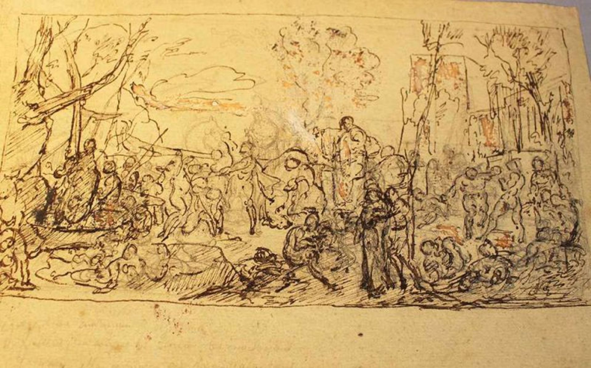 Italian Italian school, figures in landscape, black ink with chalk and pink colour (probably from - Bild 2 aus 3