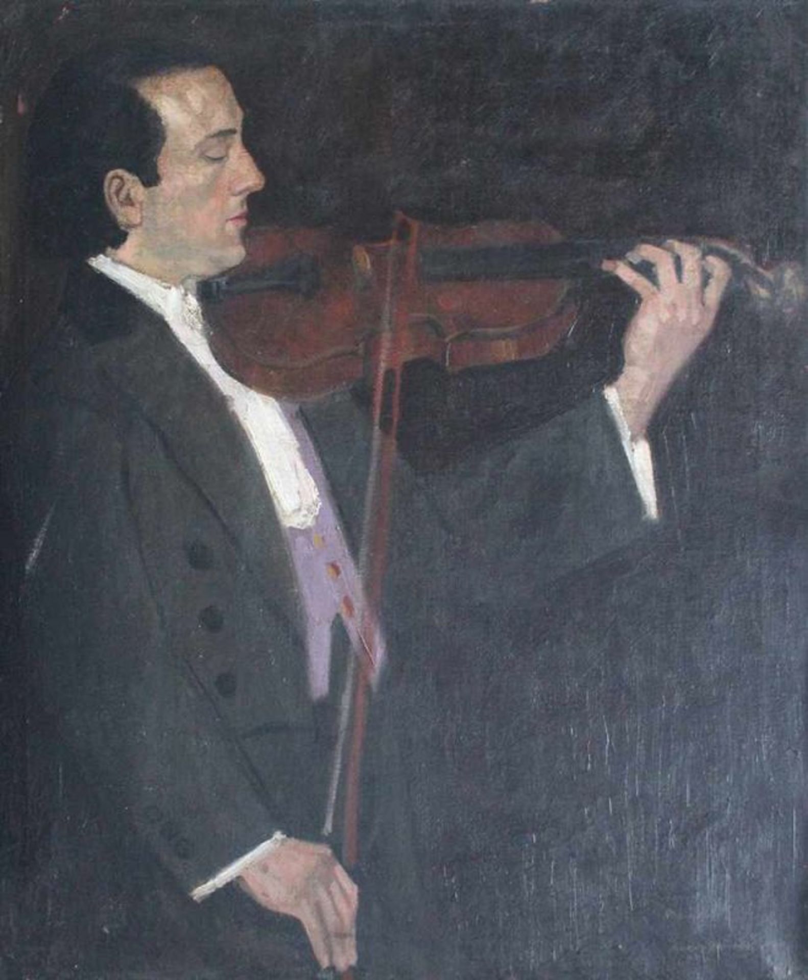 Mürzlli Georg Egmont Oehme (1890-1955), Portrait of a violinist at a performance at the Music - Bild 2 aus 3