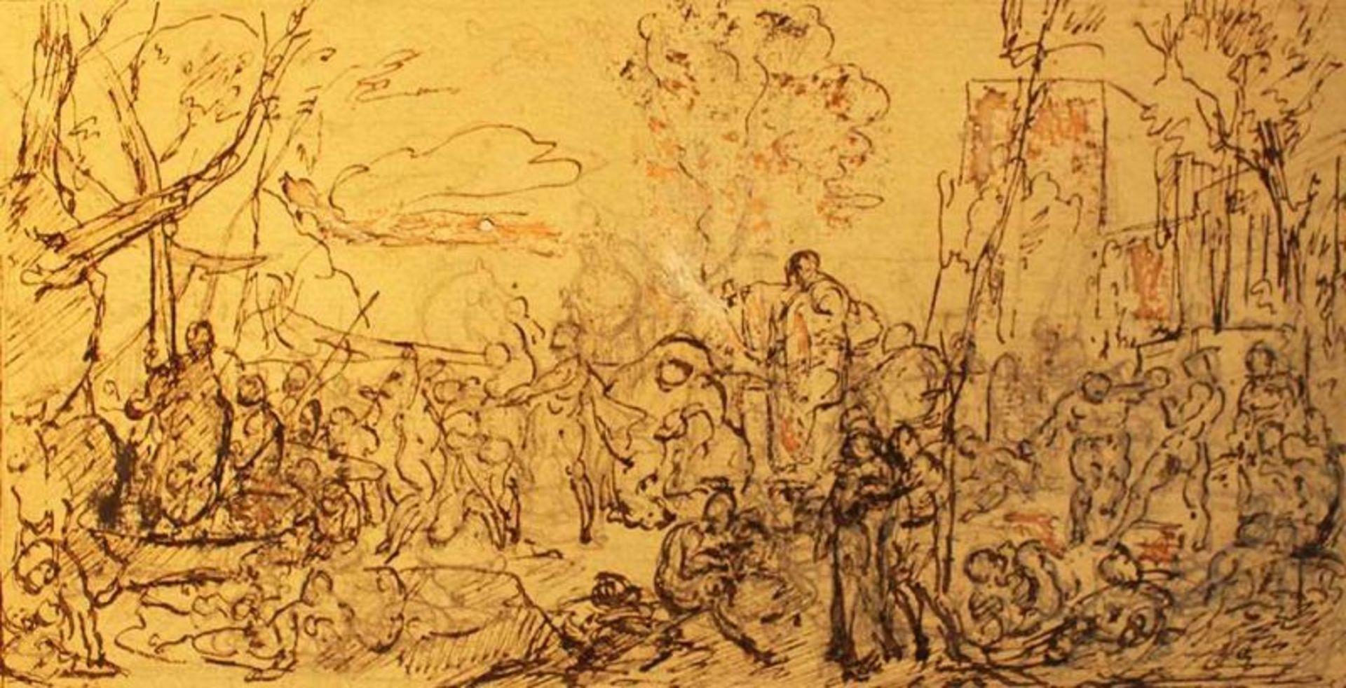 Italian Italian school, figures in landscape, black ink with chalk and pink colour (probably from - Bild 3 aus 3