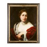 Simone Pignoni (1611-1698)-attributed, Portrait of a queen in oval form, oil on canvas, framed.