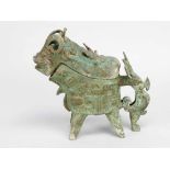 Archaic bronze container in Song manner (960-1279) in shape of an animal, on four hight feet, with