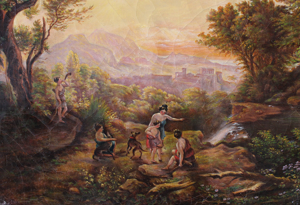 Karoly Marko the Elder (1793-1860)-circle, Landsacape with Diana and her maidens hunting a stag; oil - Image 2 of 3