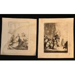 Rembrandt van Rijn (1606-1669), Two etchings of biblical subject, drawn by Francesco Novelli (1764-