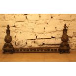 French bronze Andiron with open work bronze gallery and two higher bronze casted and richly