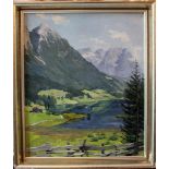 C. Girardi dated 1935, View of the Hintersteinersee in Tyrol; oil on canvas, laid down on board,