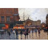 Edouard Cortes (1882-1969 )-follower, La Gare du Nord, oil on canvas.50x80cm